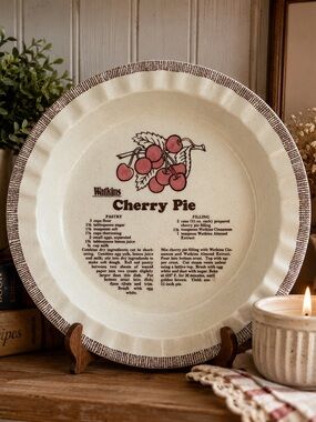 Watkins Cherry Pie Ceramic Pie Plate vintage